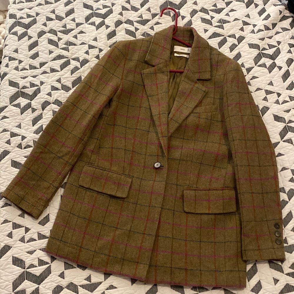 Mango check wool blend blazer